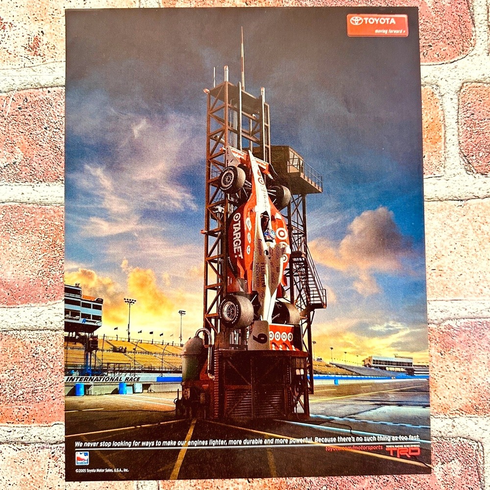 2005 Toyota Race Car on Vertical Rocket Launch Platform - Original Vtg PRINT AD